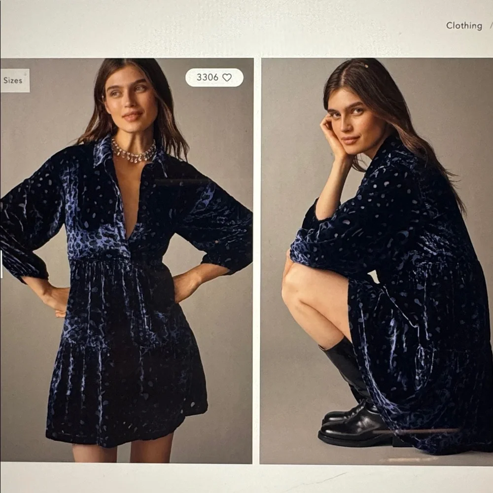 Anthropologie Maeve Bettina Velvet Tiered Mini Short Dress - Picture 10 of 10